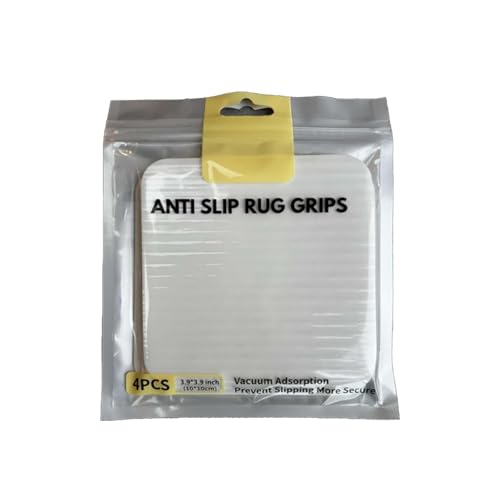 Cuscinetti antiscivolo per tappeti, riutilizzabili, confezione da 4 (10 x 10 cm), antiscivolo, per pavimenti in legno, laminato e piastrelle, lavabili, adatti all'aspirapolvere, presa forte, colore