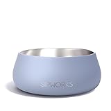 Sipworks Stainless Steel Dog Bowl – 32oz Weighted Metal Food and Water Bowls for Dogs and Cats with Non-Slip Base - Pet Bowls for All Breeds Sizes for Travel & Outdoor Play | Slate