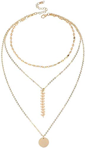 Preisvergleich Produktbild CKAWM Halskette Mehrschichtige Halskette Weibliche Runde Anhänger Pullover Kette Einfachen Stil