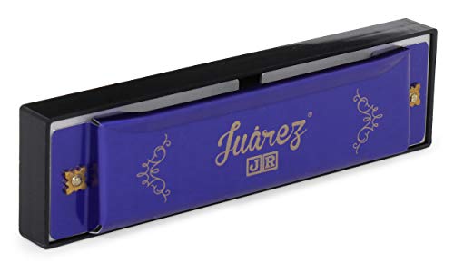 Image of JUAREZ Junior JJ10HL 10 Holes Educational Harmonica Key of C Scale | Mouth Organ | Cover - Aluminum | Comb - Abs | Reed - Aluminum Blue