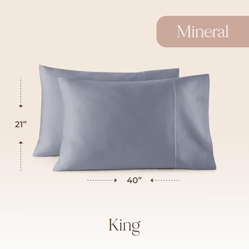 Image of 100% Organic Cotton Pillow Cases King Size Set of 2-100% Cotton Pillowcases GOTS Certified 300 Thread Count - Naturally Cooling Comfortable Breathable & Soft Pillow Cases (Mineral, King)