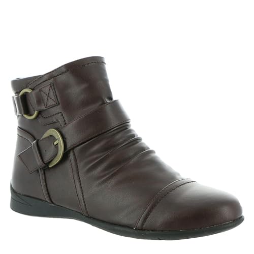 Wanderlust Womens Mandy Faux Leather Flats Ankle Boots Brown 12 Medium (B,M)