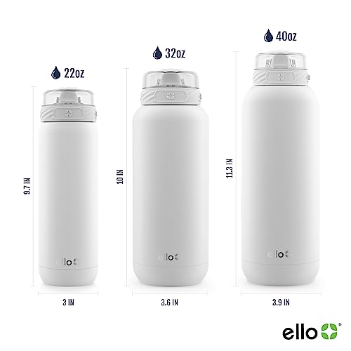 Image of Ello Cooper 22oz Stainless Steel Water Bottle with Straw and Carry Handle, Double Walled and Vacuum Insulated Metal, Leak Proof Locking Lid with Soft Silicone Spout, Reusable, BPA Free, Coral