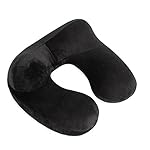 Inflatable Travel Pillow, Neck Pillow Support for Traveling, Airplanes, Cars, and Offices with Compact Carrying Bag, Soft Velvet Washable Cover, Ideal for Adult Sleepers (Black) - Image 5