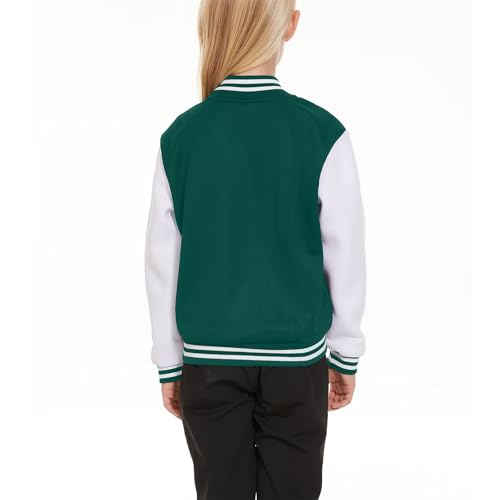Image of ACEFAST INC Kids Baseball Jacket School Varsity Uniform Casual Sweatshirt Girls Sweater Jacket Baseball Solid Color