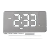 Yctze Sveglia a Proiezione, Ampio Display a LED con 6 Livelli di luminosità Proiettore Ruotabile a 180 Gradi Funzione Snooze Doppia Sveglia, per Camera da Letto, Ufficio e Casa (WHITE)