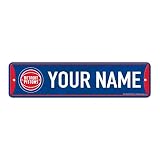 Rico Industries NBA Basketball Detroit Pistons Primary Personalized Metal Street Sign 4" x 15" Home Décor - Bedroom - Office - Man Cave