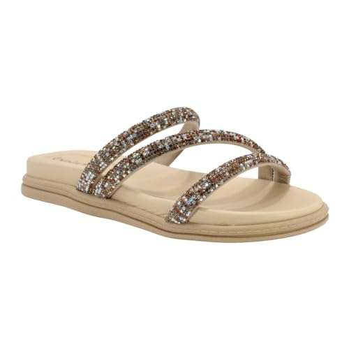 Rasteira Papete Três Tiras Strass Beira Rio 8488.108 (36, Camel)