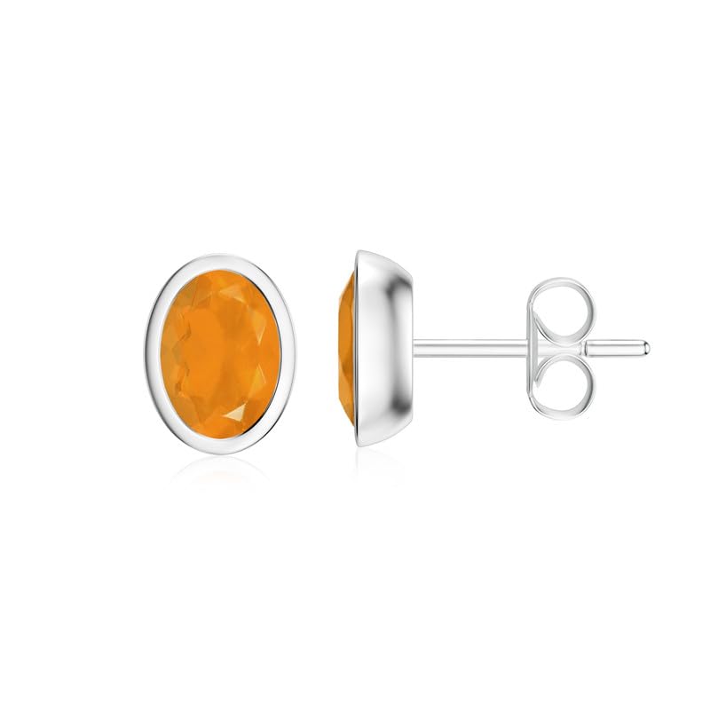 Image of Silvershake 6MM Round Shape Bazel Set Birthstone Gemstone 925 Sterling Silver Stud Post Earrings Jewelry for Business Women or Teens