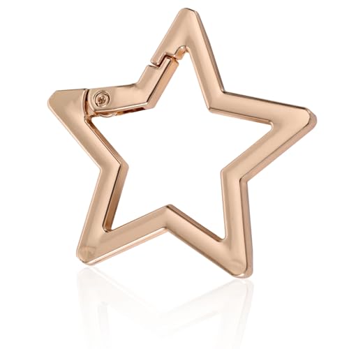 Metal Star Carabiner, Star-Shaped Spring Snap Keychain Smooth Key Holder Clip Zinc Alloy Keyring Clasp for Purse Wallet Outdoor Accessories Camping Hiking Key Chain (Gold)