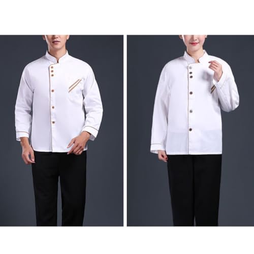 Chaqueta de chef de algodón blanco unisex de manga larga para cocina 2