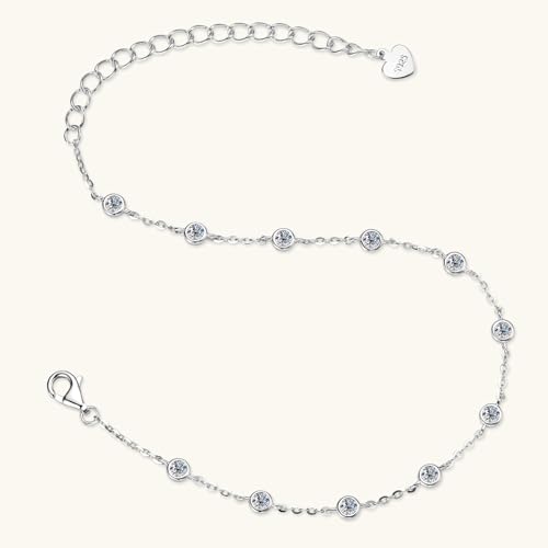 Bezel Moissanite Link Bracelet 0.66cttw D Color VVS1 925 Sterling Silver Adjustable Dainty Bracelets for Women Wife Birthday Jewelry Gifts4