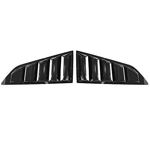 Ikon Motorsports, Side & Rear Window Louvers Compatible With 2014-2019 Chevy Corvette C7, Classic Gloss Black Left Right Sides Window Vents Sun Shade Guards, 2015 2016 2017 #TOP2