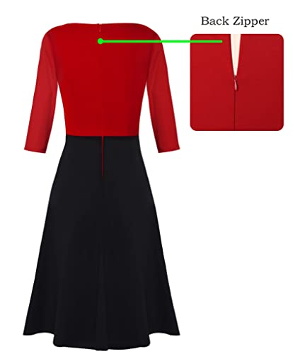Image of VFSHOW Womens Front Zipper Work Business Casual Office Church A Line Dress
