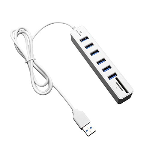 Phenebel USB 2.0 Hub 6 Ports High Speed 480 Mbps TF/SD Card Reader USB Splitter For PC Laptop Computer Peripherals Accessories