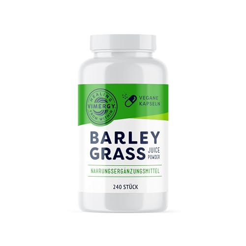 Vimergy Gerstengras Saft Pulver – Supergreen aus Gerstengrassaft Pulver – Vegan - Ohne Trennmittel, ohne Füll- und Geschmacksstoffe, Zucker, Gentechnik, Gluten (240 stück (Kapseln)