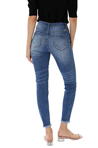 Kan Can Women's Mid Rise Distressed Ankle Skinny Jeans4