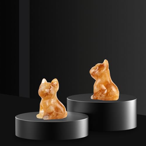 Estatua Bulldog Francés de Cristal Natural 2 Pulgadas miniatura 3