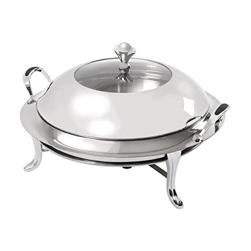Rund Chafing Dish Set, Buffetwärmer Edelstahl, Speisewärmer mit Atmungsaktiver Deckel,3L großes Fassungsvermögen, Warmhaltebehälter für Catering, Studentenwohnheime, Bankette, Hochzeiten,Buffet