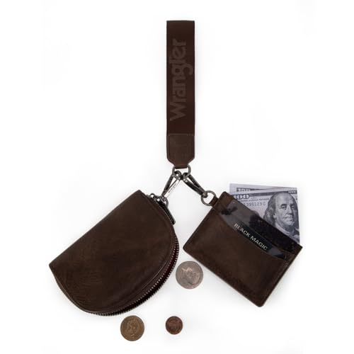 Image of Wrangler KeyChain Wallet Wristlet Wallets for Women Dual Pouch Wristlet with Zipper Womens Credit Card Holder Wallet