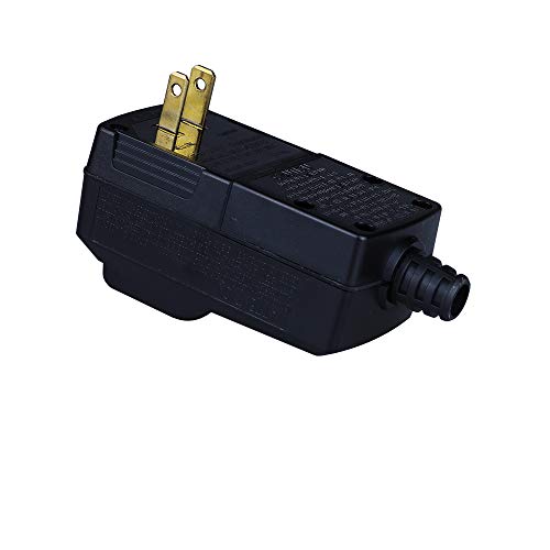 GFCI Replacement Plug Assembly 2 Prong Wires 15 Amp Waterproof Electrical Cord End Male GFI Circuit Breaker for Pool Pump Power Pressure Washer and More