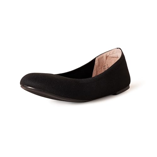 Amazon Essentials Damen Ballerinas aus Strick, Schwarz, 41.5 EU Weit
