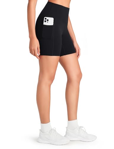 HeyNuts Essential/Workout Pro Biker Shorts with Side Pockets for Women, High Waisted Compression Yoga Shorts 4''/ 6''/ 8''