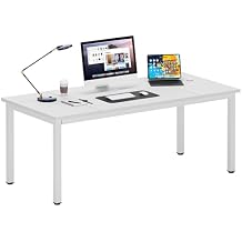 DlandHome Executive Office Desk - Large Computer Table, Study & Writing Desk Workstation for Home Office, 70.8 x 31.5 inch, White