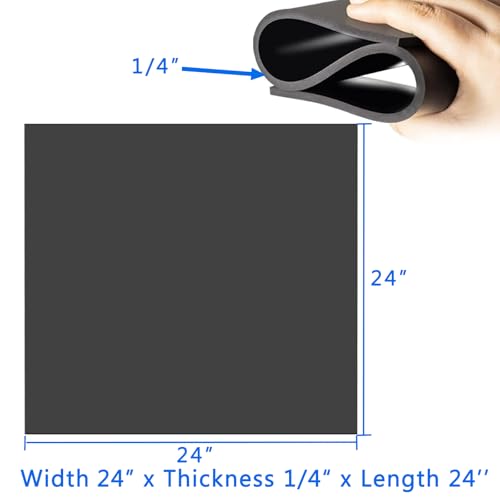 Image of WochiTV Solid Rubber Strips Rolls, 24 inch Wide x 1 /4 inch Thick x 24 inch Long Neoprene Rubber Sheets Perfect for DIY Gasket Material, Sealing, Liner, Shield, Padding, Mat