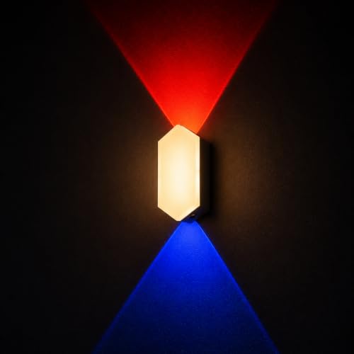 Image of Modern Outdoor Wall Light | 3-in-1 Color Changing LED Up Down Lamp | Waterproof Exterior Wall Sconce for Home, Gate, Garden, Balcony & Patio (Switch Control) (Glint)