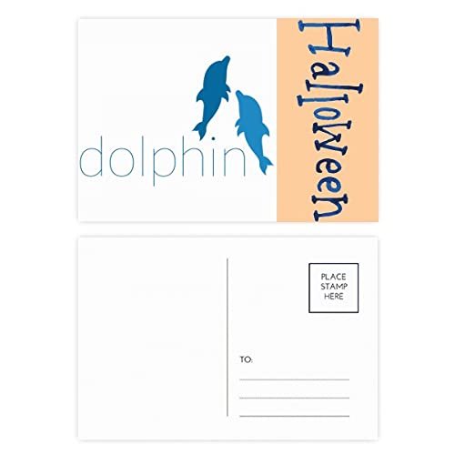 Cartes postales d'Halloween Blue Ocean avec deux dauphins pour correspondance (Lot de 20)