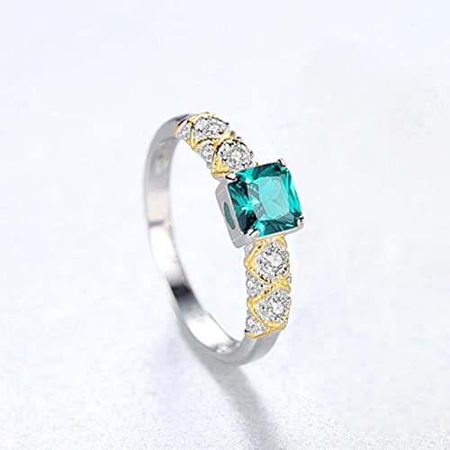 Bague solitaire topaze carrée verte en argent sterling 925 pour femme
