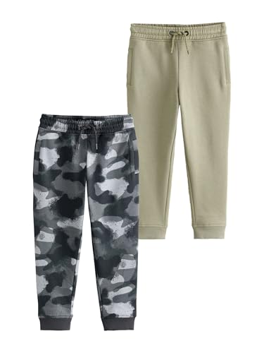 NEXT Garçon Pantalon de Jogging Slim, Lot de 2 Green/Black Camouflage 5 Ans
