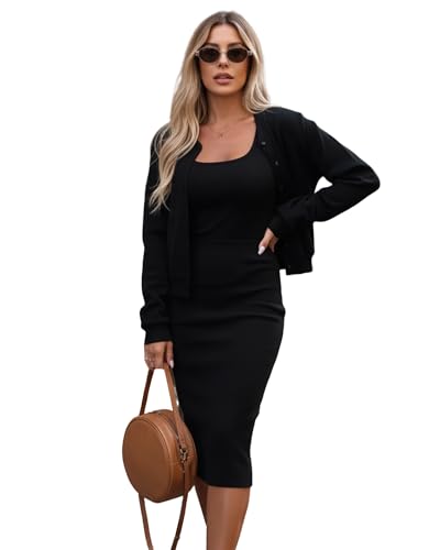 TIAFORD Women's Casual 2 Piece Outfit Square Neck Sleeveless Bodycon