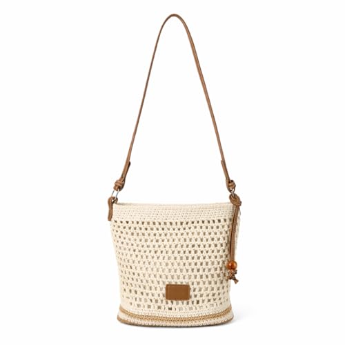 Bolso tejido a ganchillo para mujer, bolso de hombro bohemio para la playa con forro, ligero bolso tote para vacaciones de verano miniatura 1