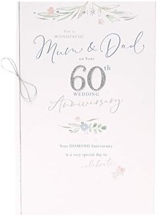 UK Greetings Mum and Dad 60th Wedding Anniversary Card - 60th Anniversary Card - Diamond Wedding Anniversary - Lovely Message Inside 625085-0-1