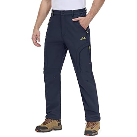 MAGCOMSEN Herren Softshell Hosen Warm Gefüttert Hose Frühling Outdoor Hose Herrenhose Cargo Arbeitshose Wasserdicht Snowboardhose Cover