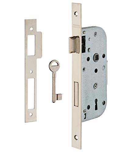 THIRARD - Serrure Encastrable à Clé pour Porte de Chambre - 1/2 Tour - Axe 40 mm - Bouts Carrés - Coffre Acier Embouti - Têtière Acier - Pêne Alliage...