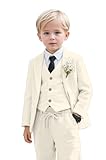 Boys Linen Suits Casual 2 Piece Summer Beach Wedding Tuxedo Suit for Boy Ring Bearer Outfit Light Champagne 8