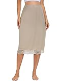 Sopesil Enaguas Largas para Mujer Modal Falda Lencería Ropa Interior Elástica Mujer Combinación para Vestidos Suave Cómodo, Marrón Oscuro, L