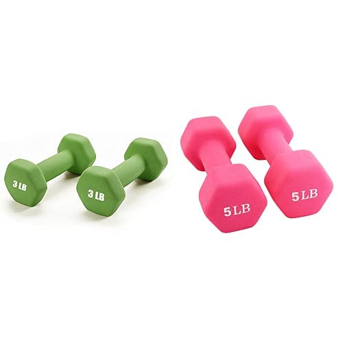Portzon Set Of 6 Neoprene Dumbbell Hand Weights Set, Anti-Slip, Anti-Roll, Hex Shape Colorful #TOP30
