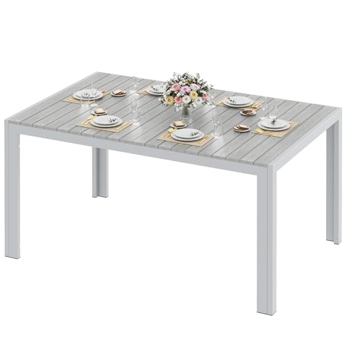 LIFERUN Grande table de jardin résistante aux intempéries - En aluminium - 140 x 90 x 75 cm -...