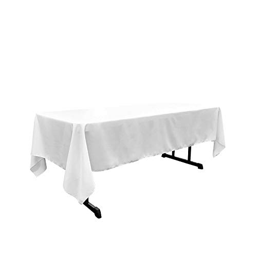 New Creations Fabric & Foam Inc, 60  Wide x 144  Long Rectangular Polyester Poplin, Party Wedding Decoration Tablecloth, White