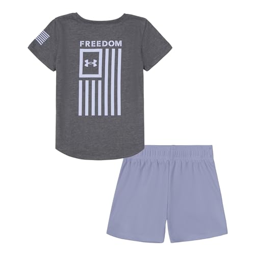 Image of Under Armour Girl's 2-Piece Short Sleeve Graphic Tee and Shorts Set, Outdoor Collection