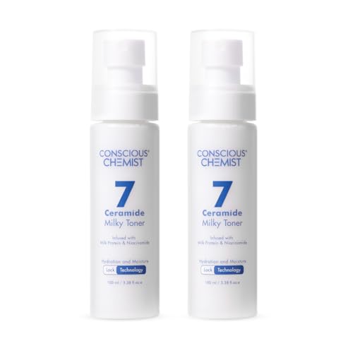 Image of Conscious Chemist Niacinamide & 7 Ceramide Milky Face Toner | 100ml | Alcohol-Free Hydrating Toner for Oily, Dry & Combination Skin | Pore Refining, Barrier Repair, Brightening & Smoothing | Women & Men - (Pack of 2)