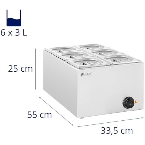 Royal Catering RCBM_GN1/6_1 Bain Marie 640 W 6 x GN 1/6 Wasserbad Speisenwärmer – Bild 7