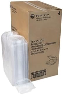 Miniatura 5 de Pactiv YCI82160 Sensation Smartlock Clear OPS - Contenedor de sándwich con tapa con bisagras de poliestireno de 6 pulgadas de ancho x 3.1 pulgadas