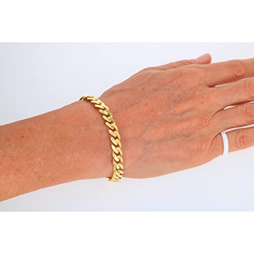 Nuragold NG10YMNH9MM-9 10K Yellow Gold 9Mm Royal Monaco Miami Cuban Link Chain Bracelet thumb #1