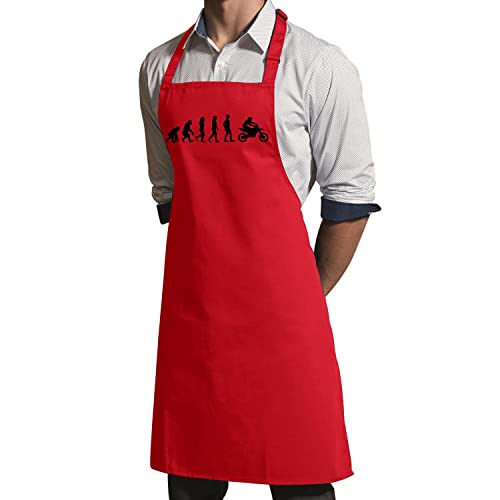 Tablier cuisine rouge Evolution Motocross pour cuisiner sans tacher ses vêtements