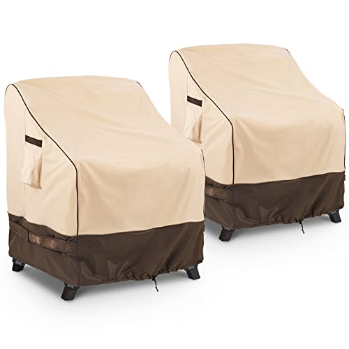 KylinLucky Outdoor Patio Chair Covers 2 Pack,Fits 40 x 40 x 36 inch,39 x 39,38 x 38, Heavy Duty 600D Waterproof Weatherproof,Outdoor Club Chair Covers for Patio Furniture,Khaki by KylinLucky - Used condition - US$22.26